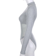 Load image into Gallery viewer, High Round Neck Skinny Sexy Black Slim Fit Long Sleeve Mesh See-through One Piece Bodysuit T-shirt