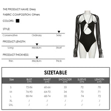 Load image into Gallery viewer, Abstinence Sexy Suspender Bodysuit Long Sleeve Lowcut Hollow One-piece Top Mesh T-shirt
