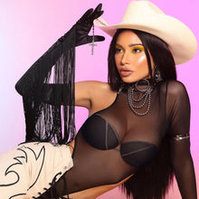 Load image into Gallery viewer, Turtleneck Sexy See-through Onesies Bodysuit Single-sleeve Mesh Hollow Perspective Shirt Jumpsuit