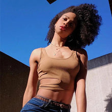 Load image into Gallery viewer, Sleeveless U-neck Solid Color Tight Waist Slim Solid Color Knit Sweater Summer Top Vest