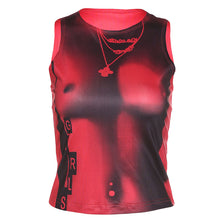 Load image into Gallery viewer, Round Neck Cropped Navel T-shirt Necklace Print Slim Fit Summer Sleeveless Multiple Color Top Vest