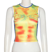Load image into Gallery viewer, Ins Style Personalized Print Sleeveless Vest Round Neck Short Top Bright Colors Spring Summer T-shirts