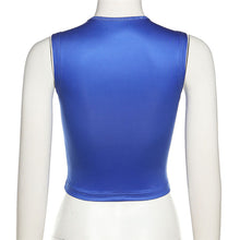Load image into Gallery viewer, Ins Style Personalized Print Sleeveless Vest Round Neck Short Top Bright Colors Spring Summer T-shirts