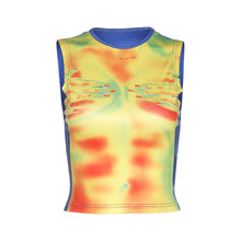 Load image into Gallery viewer, Ins Style Personalized Print Sleeveless Vest Round Neck Short Top Bright Colors Spring Summer T-shirts