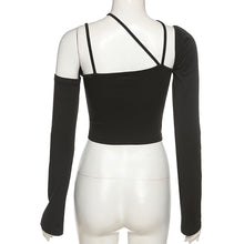 Load image into Gallery viewer, Sexy Hollow Off-shoulder Irregular Slim Corset Ins Fashion Halterneck Solid Color Inner Long-sleeved T-shirt Top
