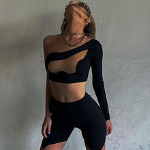 Load image into Gallery viewer, Summer Sexy Fashion Hollow Corset Shirt One-shoulder Single Sleeve Lowcut Short Cropped Navel Top