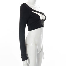Load image into Gallery viewer, Summer Sexy Fashion Hollow Corset Shirt One-shoulder Single Sleeve Lowcut Short Cropped Navel Top