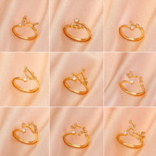 Load image into Gallery viewer, Fashion Simple Zodiac Rings Creative Zircon Adjustable Copper Rings Jewelry Accessories Gift for Women