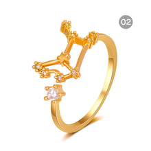 Load image into Gallery viewer, Fashion Simple Zodiac Rings Creative Zircon Adjustable Copper Rings Jewelry Accessories Gift for Women