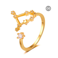 Load image into Gallery viewer, Fashion Simple Zodiac Rings Creative Zircon Adjustable Copper Rings Jewelry Accessories Gift for Women