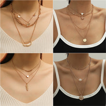 Load image into Gallery viewer, Fashion Personalized Multilayer Necklace Metal Chain Clavicle Chain Stacked Necklace Women Jewelry Accessories