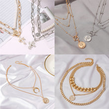 Load image into Gallery viewer, Fashion Vintage Gold Multilayer Necklace Portrait Pearl Pendant Necklace Clavicle Chain Jewelry Accessories
