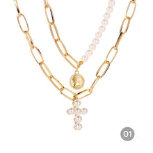 Load image into Gallery viewer, Fashion Vintage Gold Multilayer Necklace Portrait Pearl Pendant Necklace Clavicle Chain Jewelry Accessories