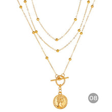 Load image into Gallery viewer, Fashion Vintage Gold Multilayer Necklace Portrait Pearl Pendant Necklace Clavicle Chain Jewelry Accessories