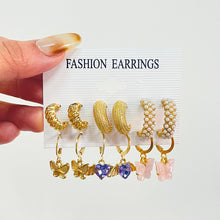 Load image into Gallery viewer, Exaggerated Metal Geometric Earrings Butterfly Pearl Earrings Set Fashion Personalized Earrings Women Jewelry Accessories
