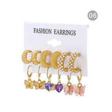 Load image into Gallery viewer, Exaggerated Metal Geometric Earrings Butterfly Pearl Earrings Set Fashion Personalized Earrings Women Jewelry Accessories