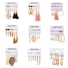 Load image into Gallery viewer, Creative Simple Geometric Metal Earrings Set Personalized Pearl Tassel Stud Earrings Women Jewelry Accessories