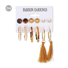 Load image into Gallery viewer, Creative Simple Geometric Metal Earrings Set Personalized Pearl Tassel Stud Earrings Women Jewelry Accessories