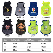 Load image into Gallery viewer, Summer Breathable Pet Mesh Vest Cartoon Print Puppy Dog Clothing Cat T-Shirt Sport Shirt Quick-drying Pet Clothes XS-XXL