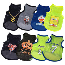 Load image into Gallery viewer, Summer Breathable Pet Mesh Vest Cartoon Print Puppy Dog Clothing Cat T-Shirt Sport Shirt Quick-drying Pet Clothes XS-XXL