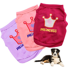 Load image into Gallery viewer, XS-L Pet Vest Princess Letter Crown Dog Cat T-shirt Vest Puppy Costumes Casual Pet Clothes For Small Medium Dog Kitty