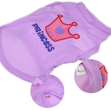 Load image into Gallery viewer, XS-L Pet Vest Princess Letter Crown Dog Cat T-shirt Vest Puppy Costumes Casual Pet Clothes For Small Medium Dog Kitty