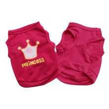 Load image into Gallery viewer, XS-L Pet Vest Princess Letter Crown Dog Cat T-shirt Vest Puppy Costumes Casual Pet Clothes For Small Medium Dog Kitty