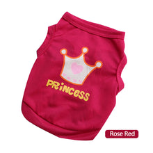 Load image into Gallery viewer, XS-L Pet Vest Princess Letter Crown Dog Cat T-shirt Vest Puppy Costumes Casual Pet Clothes For Small Medium Dog Kitty