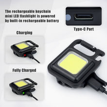 Load image into Gallery viewer, Mini LED Working Light Portable USB Rechargeable Flashlight Bright Keychain Light COB Work Lamp For Outdoor Camping Security
