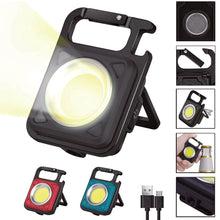 Load image into Gallery viewer, LED Flashlight Portable Pocket Work Light Keychain USB Rechargeable COB Lantern for Outdoor Camping Small Light Corkscrew