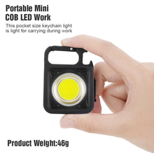 Load image into Gallery viewer, LED Flashlight Portable Pocket Work Light Keychain USB Rechargeable COB Lantern for Outdoor Camping Small Light Corkscrew