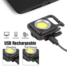 Load image into Gallery viewer, LED Flashlight Portable Pocket Work Light Keychain USB Rechargeable COB Lantern for Outdoor Camping Small Light Corkscrew