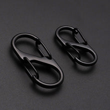 Load image into Gallery viewer, 10pcs S Type Stainless Steel Carabiner With Lock Mini Keychain Hook Anti-Theft Outdoor Camping Backpack Buckle Key-Lock Tool
