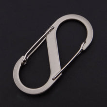 Load image into Gallery viewer, 10pcs S Type Stainless Steel Carabiner With Lock Mini Keychain Hook Anti-Theft Outdoor Camping Backpack Buckle Key-Lock Tool