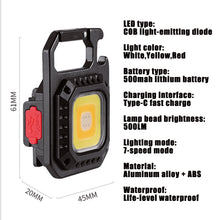 Load image into Gallery viewer, 7 Modes Portable Mini LED Work Light USB Rechargeable Power Display Working Light Pocket Bright Keychain Light Camping Torch