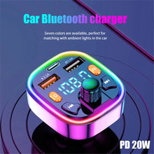 Load image into Gallery viewer, Q5 18W FM Transmitter External Microphone Dual USB PD Type C Fast Charge Car Charger Bluetooth 5.0 Handsfree Car FM Modulator
