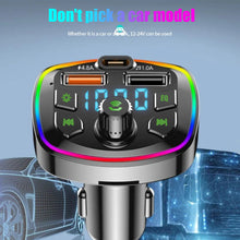 Load image into Gallery viewer, Car Bluetooth 5.0 FM Transmitter 4.2A Dual USB Type-C Charger Atmosphere Light Mp3 Player U Disk TF Card Lossless Music