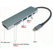 Load image into Gallery viewer, Usb 6 In 1 Docking Station Hdmi Audio And Video Sd Card Reader Pd Port Hub