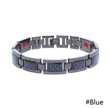 Load image into Gallery viewer, Drop Ship Double Row Negative Ion Germanium Blue Bracelet Man Titanium Carbon Fiber Bangles