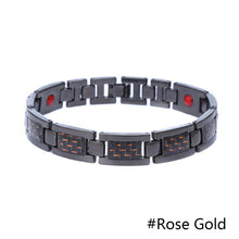 Load image into Gallery viewer, Drop Ship Double Row Negative Ion Germanium Blue Bracelet Man Titanium Carbon Fiber Bangles