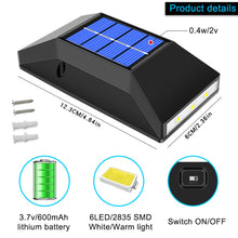 Load image into Gallery viewer, LED Solar Wall Lights Outdoor Waterproof Solar Led Light Up&Down Light Outdoor Solar Wall Stair Light Patio Courtyard Street Landscape Garden Decor Wall Lamp