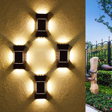 Load image into Gallery viewer, New 6/12 LED Solar Wall Lights Garden Fence Waterproof Solar Led Light Up&Down Light Outdoor Solar Wall Stair Light Patio Courtyard Street Landscape Garden Decor Wall Lamp