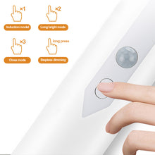 Load image into Gallery viewer, Stepless Dimming Motion Sensor Night Light USB Rechargeable Wireless Lamp Bedroom Bedside Cabinet Wardrobe Night Lighting