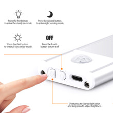 Load image into Gallery viewer, Ultra Thin Motion Sensor Light USB Wireless Wine Cabinet Display Lighing Bedroom Bedside Lamp Wardrobe Night Lighting