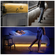 Load image into Gallery viewer, Wireless PIR Motion Sensor LED Night Light DC12V LED Adhesive Tape Strip Night Lamp Home Bedroom Kitchen Wardrobe Decor