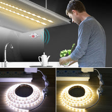 Load image into Gallery viewer, Wireless PIR Motion Sensor LED Night Light DC12V LED Adhesive Tape Strip Night Lamp Home Bedroom Kitchen Wardrobe Decor