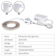 Load image into Gallery viewer, Wireless PIR Motion Sensor LED Night Light DC12V LED Adhesive Tape Strip Night Lamp Home Bedroom Kitchen Wardrobe Decor