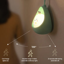 Load image into Gallery viewer, Smart Motion Sensor Night Light USB Chargeable Cute Animal LED Lamp Gifts For Children Kids Bedroom Silicone Wall Lights