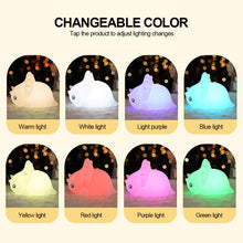 Load image into Gallery viewer, Cute Dinosaur Tap Night Light Silicone Animal Atmosphere Lamp Children Kids Holiday Gift Dimmable Sleeping Night Lamp 5V USB Charging