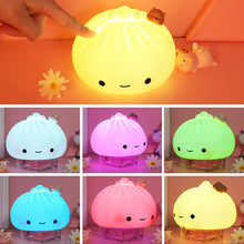 Load image into Gallery viewer, Cute Bun Tap Night Light Silicone Atmosphere Lamp Children Kids Holiday Gift Dimmable Sleeping Night Lamp 5V USB Charging